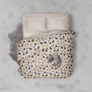 Cute Black Cat Pumpkin Halloween Pattern Duvet Cover