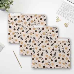 Cute Black Cat Pumpkin Halloween Pattern File Folder