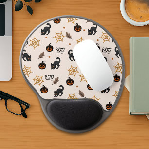 Cute Black Cat Pumpkin Halloween Pattern Gel Mouse Pad
