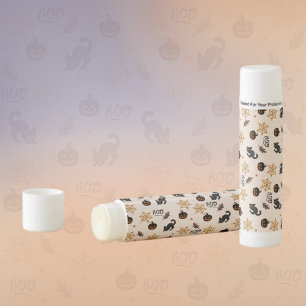 Cute Black Cat Pumpkin Halloween Pattern Lip Balm