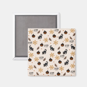 Cute Black Cat Pumpkin Halloween Pattern Magnet
