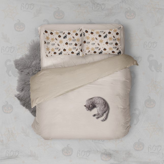 Cute Black Cat Pumpkin Halloween Pattern Pillow Case (Creator Uploaded)
