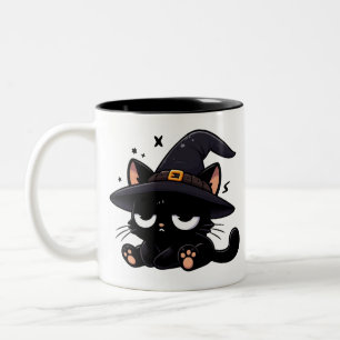 Cute Black Cat & Pumpkin Two-Sided Halloween Mug