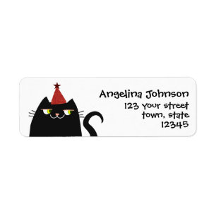 Cute Black Cat Return Address Label