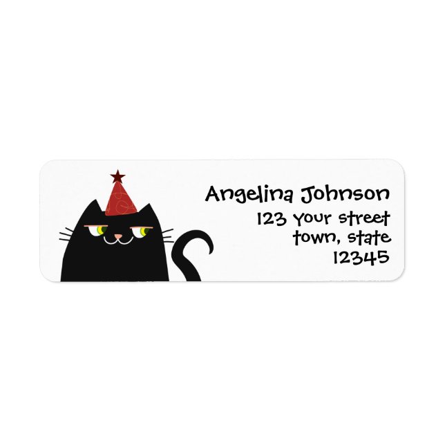 Cute Black Cat Return Address Label (Front)