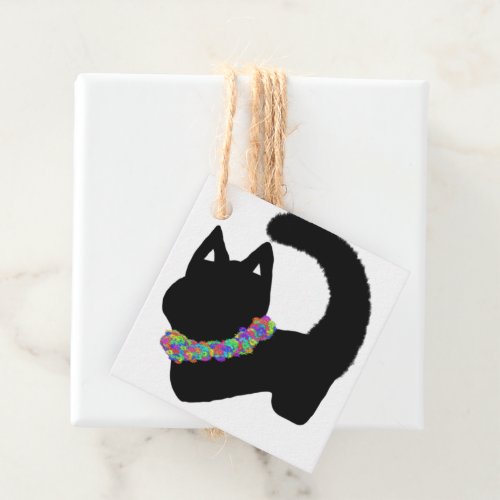 Cute black cat Samhain Halloween Favor Tags