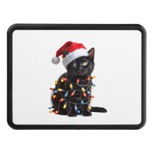 Cute Black Cat Santa Christmas Lights Meow Kitty K Hitch Cover