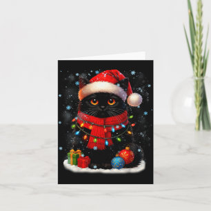 Cute Black Cat Santasnowflake Christmas Xmas Women Card