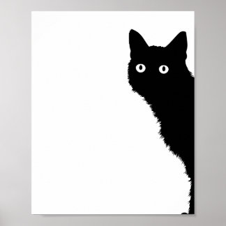 Cute Black Cat Side Look Poster for Cat Lovers