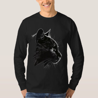 Cute Black Cat side view face   Cats T-Shirt