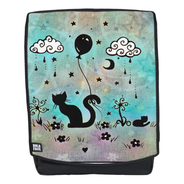 Cute Black Cat Silhouette Art Backpack (Front)