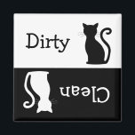 Cute Black Cat Silhouette Clean Dirty Dishwasher Magnet<br><div class="desc">Let everyone know if the dishes in the dishwasher are dirty or clean with this cute dishwasher magnet with a black cat silhouette on white for "dirty" and a white cat silhouette on black for "clean".  Perfect for the cat lover,  vet / veterinarian.</div>