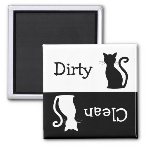 Cute Black Cat Silhouette Clean Dirty Dishwasher Magnet