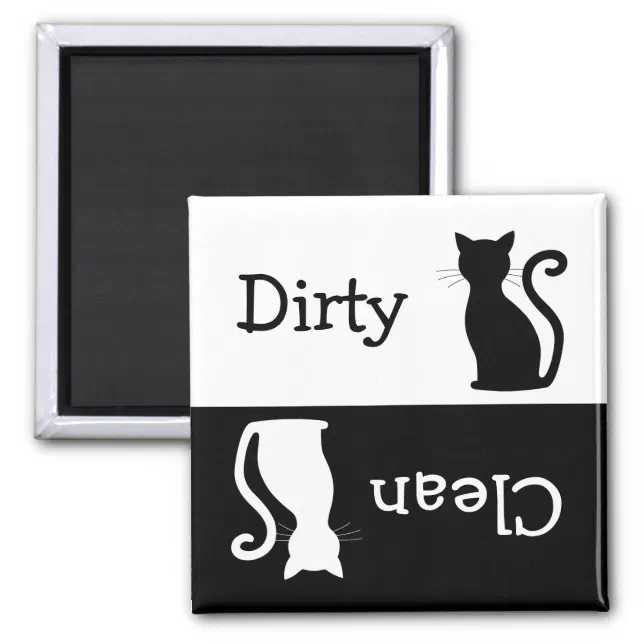 Clean Dirty Dishwasher Magnet Funny Cat 