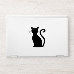 Cute Black Cat Silhouette Fun Black and White HP Laptop Skin