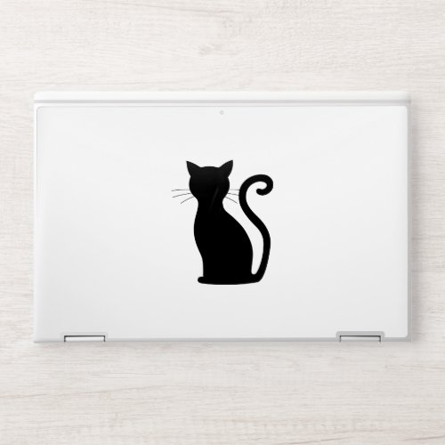 Cute Black Cat Silhouette Fun Black and White HP Laptop Skin