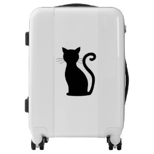 Cute Black Cat Silhouette Fun Black and White Luggage