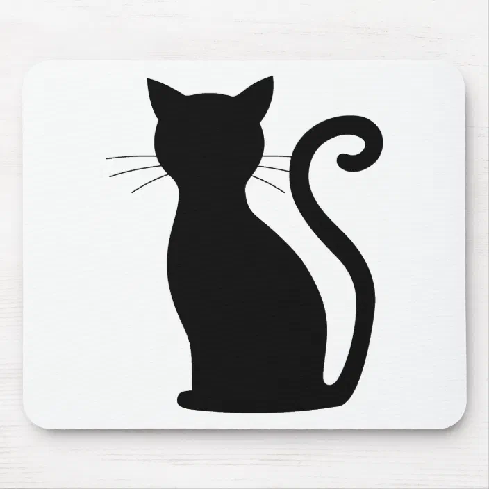 Simple cat Gaming Mouse Pad minimalist black and white