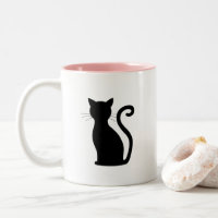 Cute Black Cat Silhouette Fun Black and White