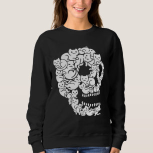 Cute Black Cat Skull Kitty Skeleton Scary Hallowee Sweatshirt