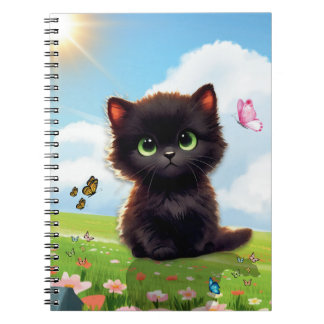 Cute Black Cat Spiral Notebook