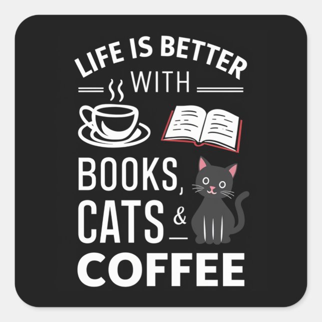 Cute black cat  square sticker (Front)