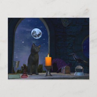 Cute Black Cat Staring at a Candle