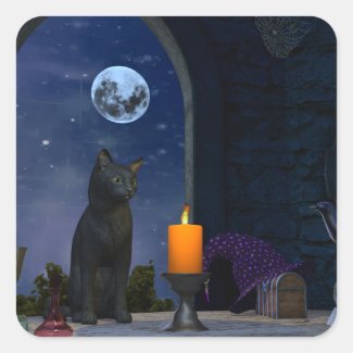 Cute Black Cat Staring at a Candle