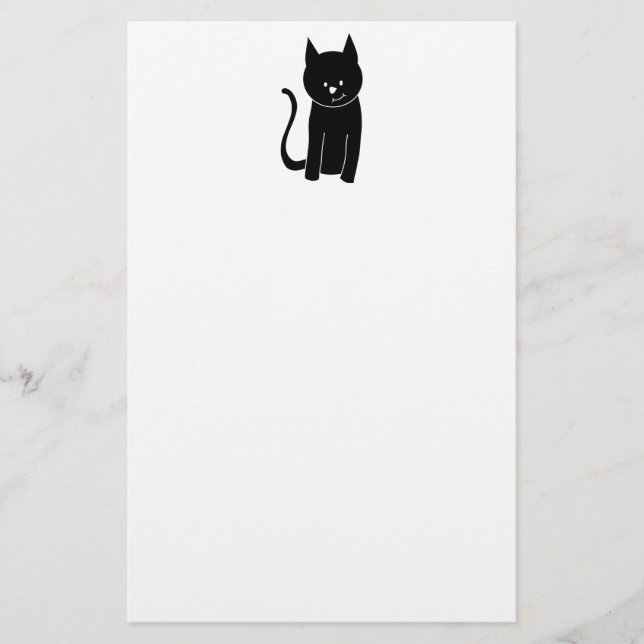 Cute Black Cat Stationery (Front)