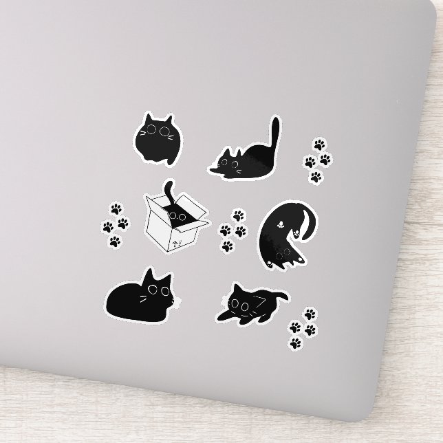Cute Black Cat Sticker (Detail)