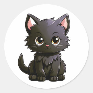 Cute black cat sticker