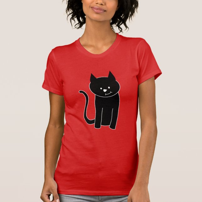 Cute Black Cat T-Shirt (Front)