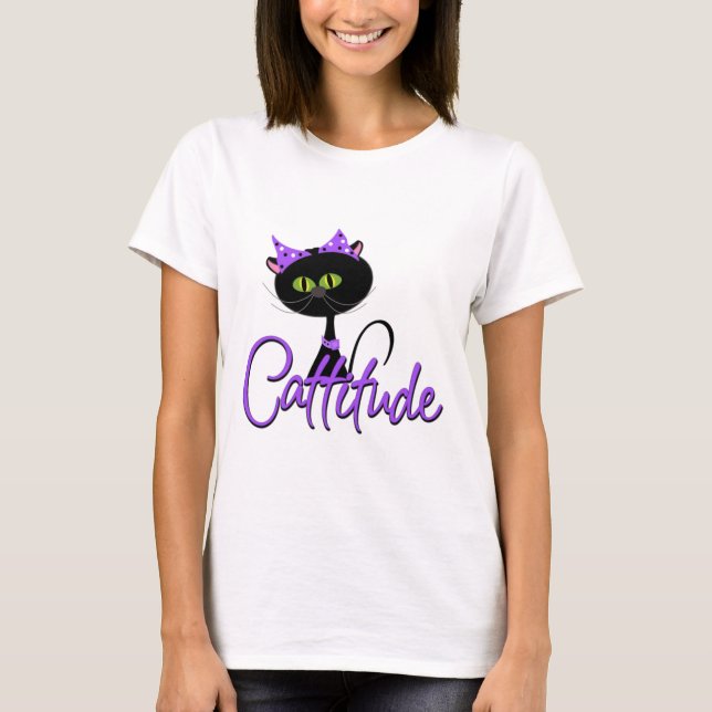 Cute Black Cat T-shirt (Front)