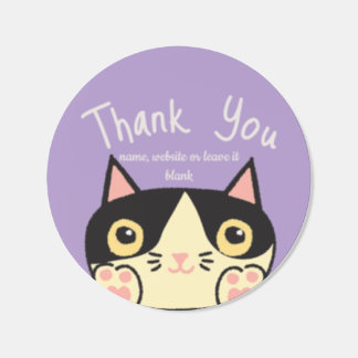 Cute Black Cat Thank You | Small Business  Classic Round Sticker