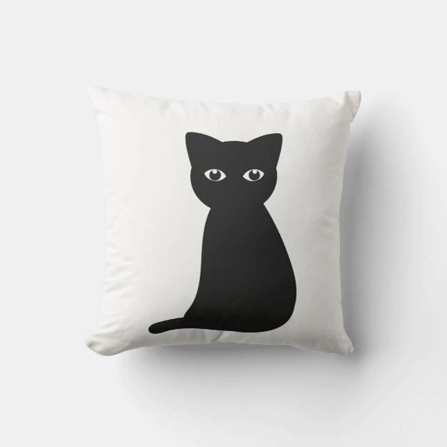 Cute black cat throw pillow (Front)