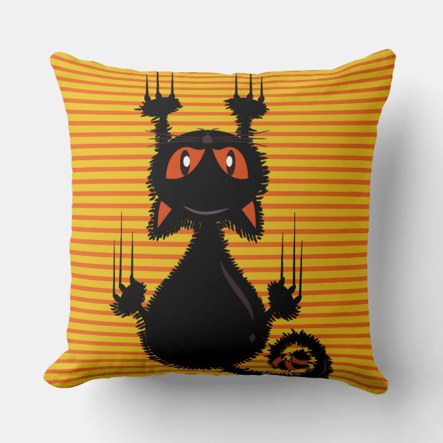 Cute black cat throw pillow (Front)