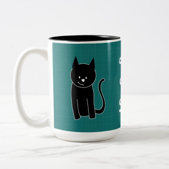 Cute Black Cat Two-Tone Coffee Mug