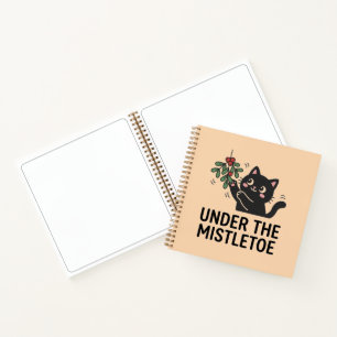 Cute Black Cat Under Mistletoe Christmas Planner Notebook