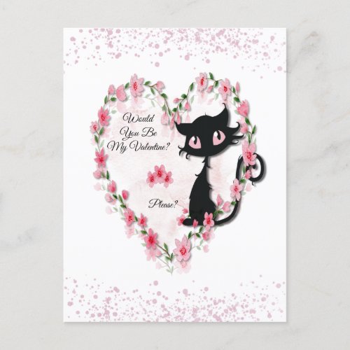 Cute Black Cat Valentine Photo Classroom Card