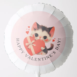 Cute Black Cat Vintage Cat Valentine’s Day Balloon