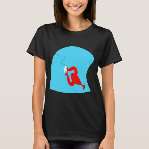 Cute black cat watches goldfish bowl T-Shirt