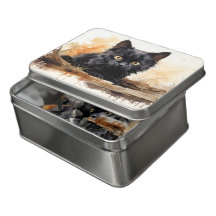 Cute Black Cat Watercolor Art