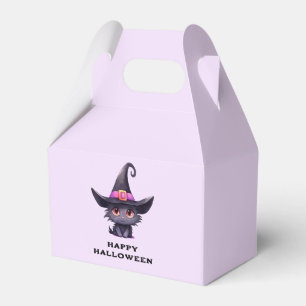 Cute Black Cat Wearing a Witch's Hat Favor Boxes