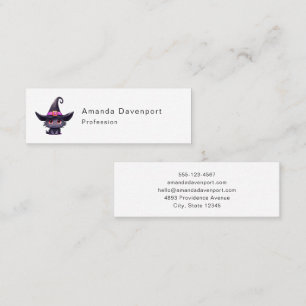 Cute Black Cat Wearing a Witch's Hat Mini Business Card