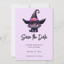 Cute Black Cat Wearing a Witch's Hat