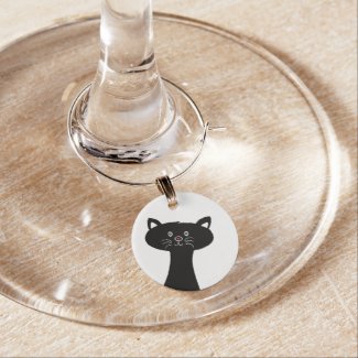 Cute Black Cat Wine charm