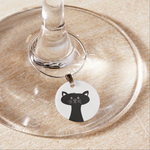 Cute Black Cat Wine charm