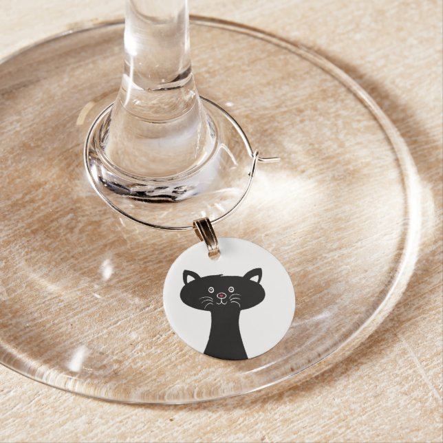 Cute Black Cat Wine charm (In Situ)