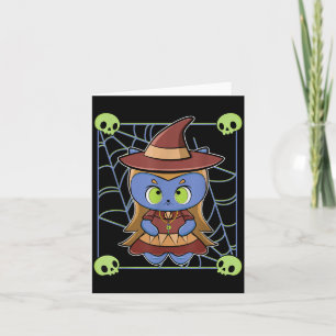 Cute Black Cat Witch Hat And Magic Esoteric For Card