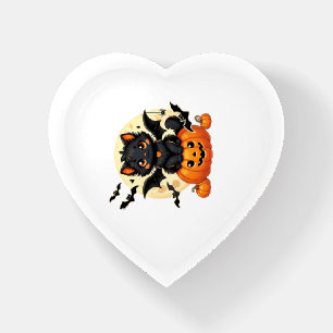 Cute Black Cat With Bat Wings Pumpkin Women Men Ha Paperweight